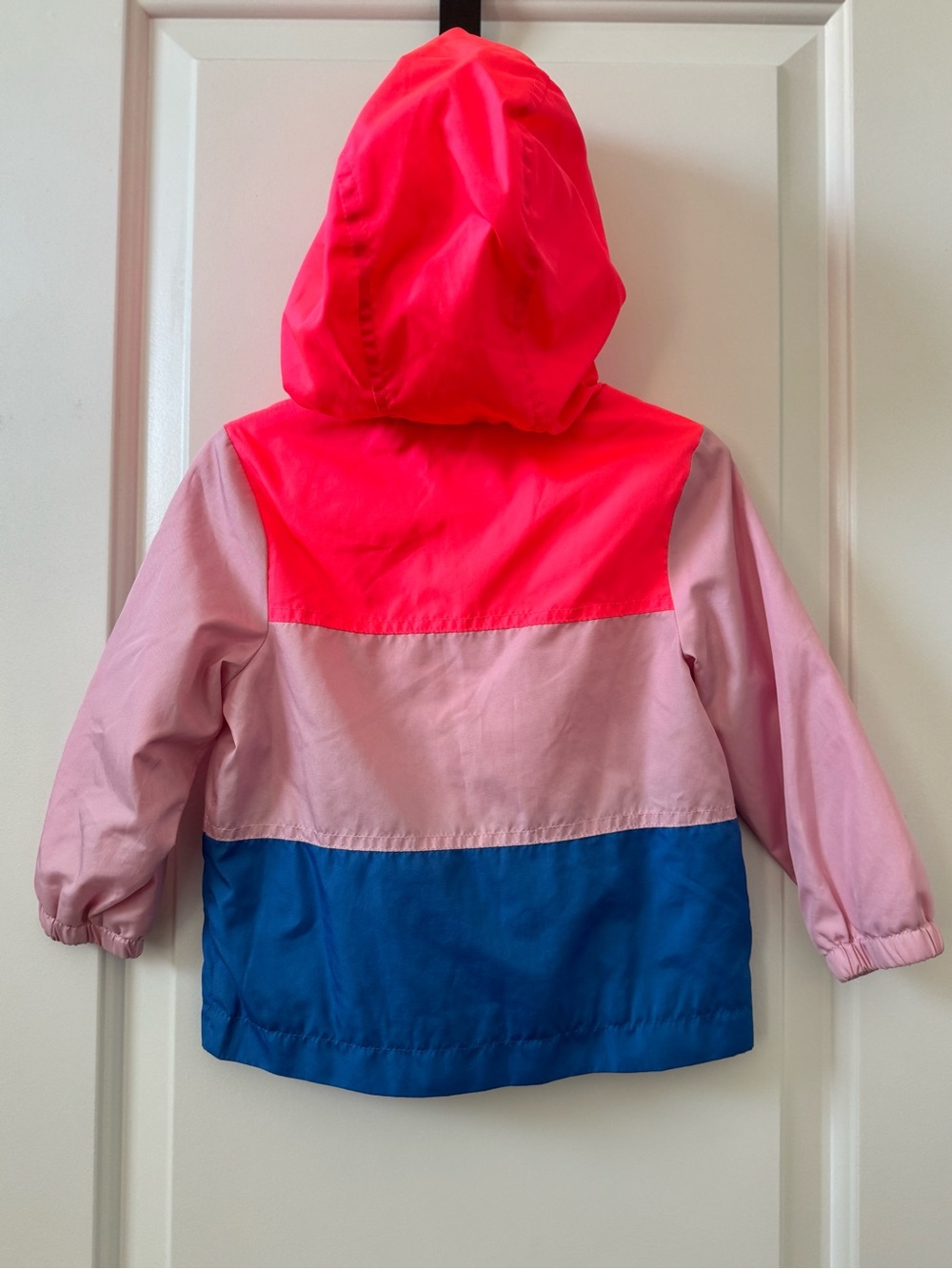 Cat & Jack Girl’s 2T Jacket Hooded Windbreaker Colorblock Pink & Blue - Picture 4 of 7